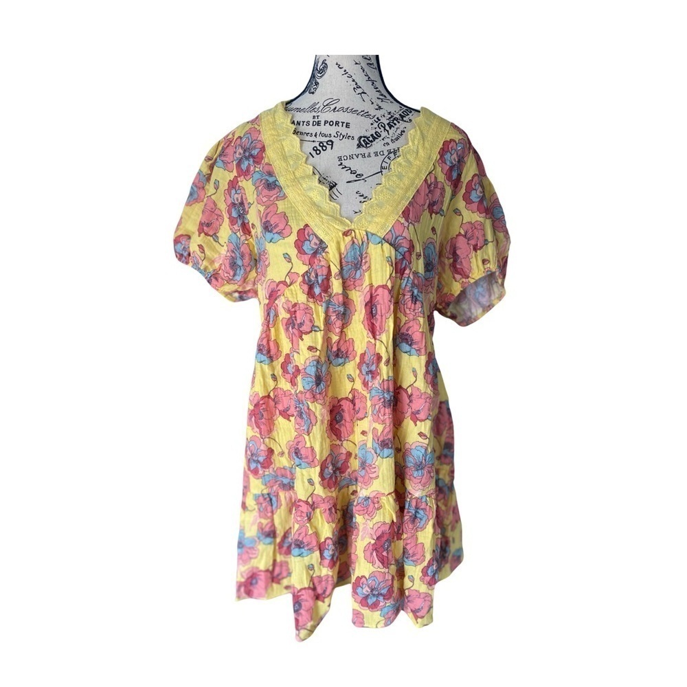 True Craft Plus Size Short Sleeve Floral V-Neck Dress NWT Size 1X